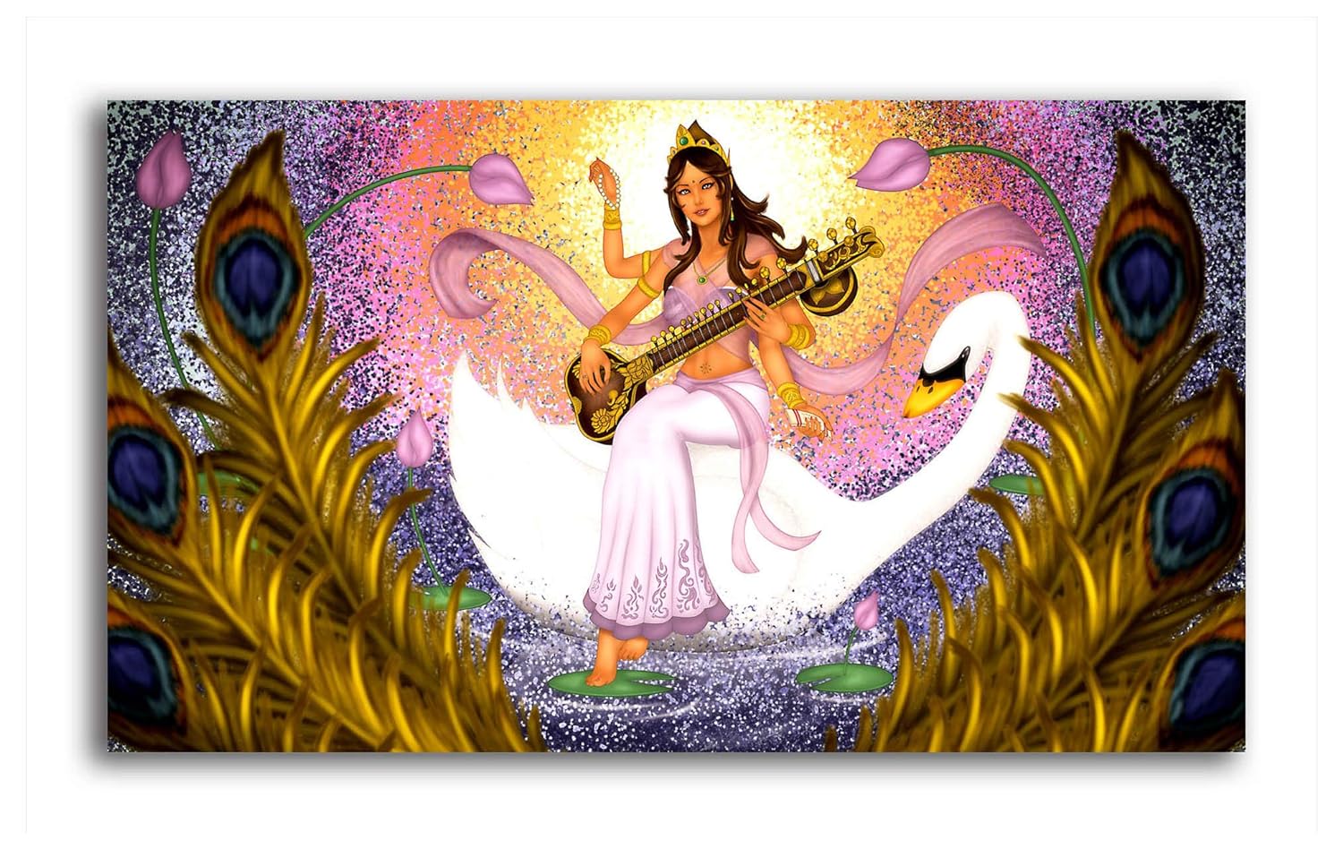 Tamatina Religious Art Canvas Painting-Maa Saraswati-Stumbit Spirituality
